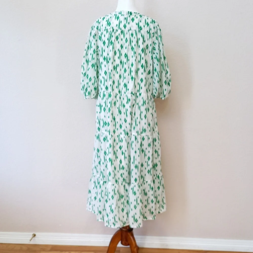 Anthropologie Green and White Midi Dress - Picture 7 of 9